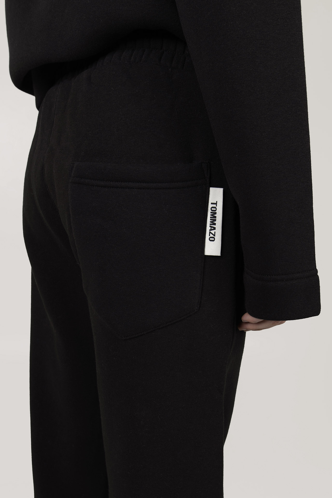 ELASTICATED FLARED LEG PANTS BLACK - Image 5