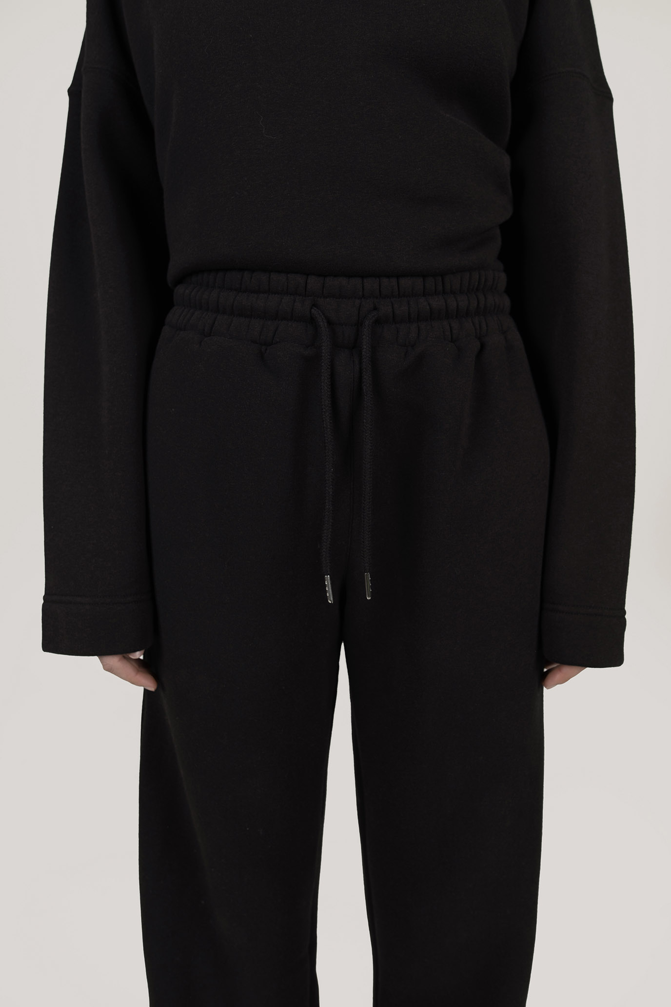 ELASTICATED FLARED LEG PANTS BLACK - Image 2