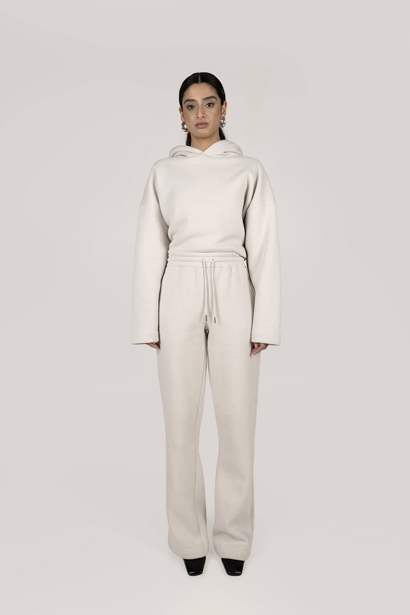 ELASTICATED FLARED LEG PANTS CREAM - Image 2