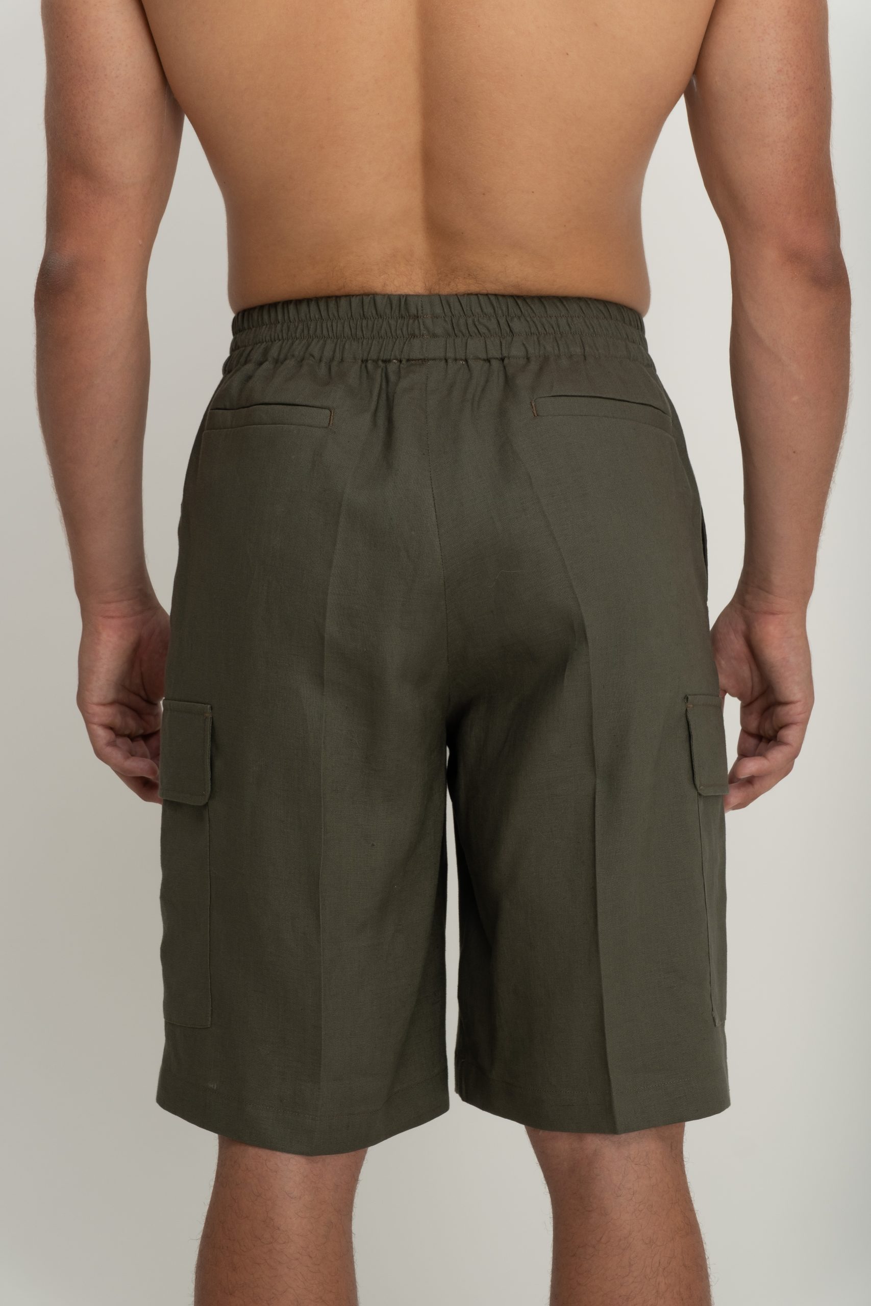 ELASTIC WAIST LINEN SHORTS - Image 6