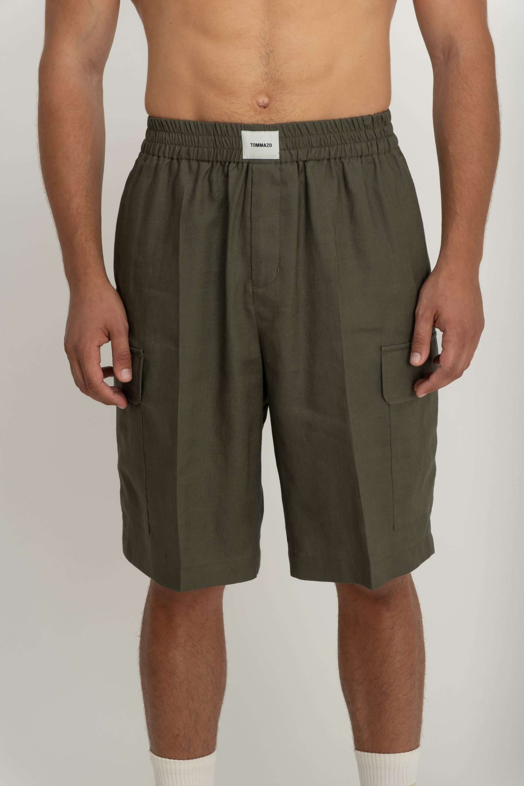 ELASTIC WAIST LINEN SHORTS - Image 3