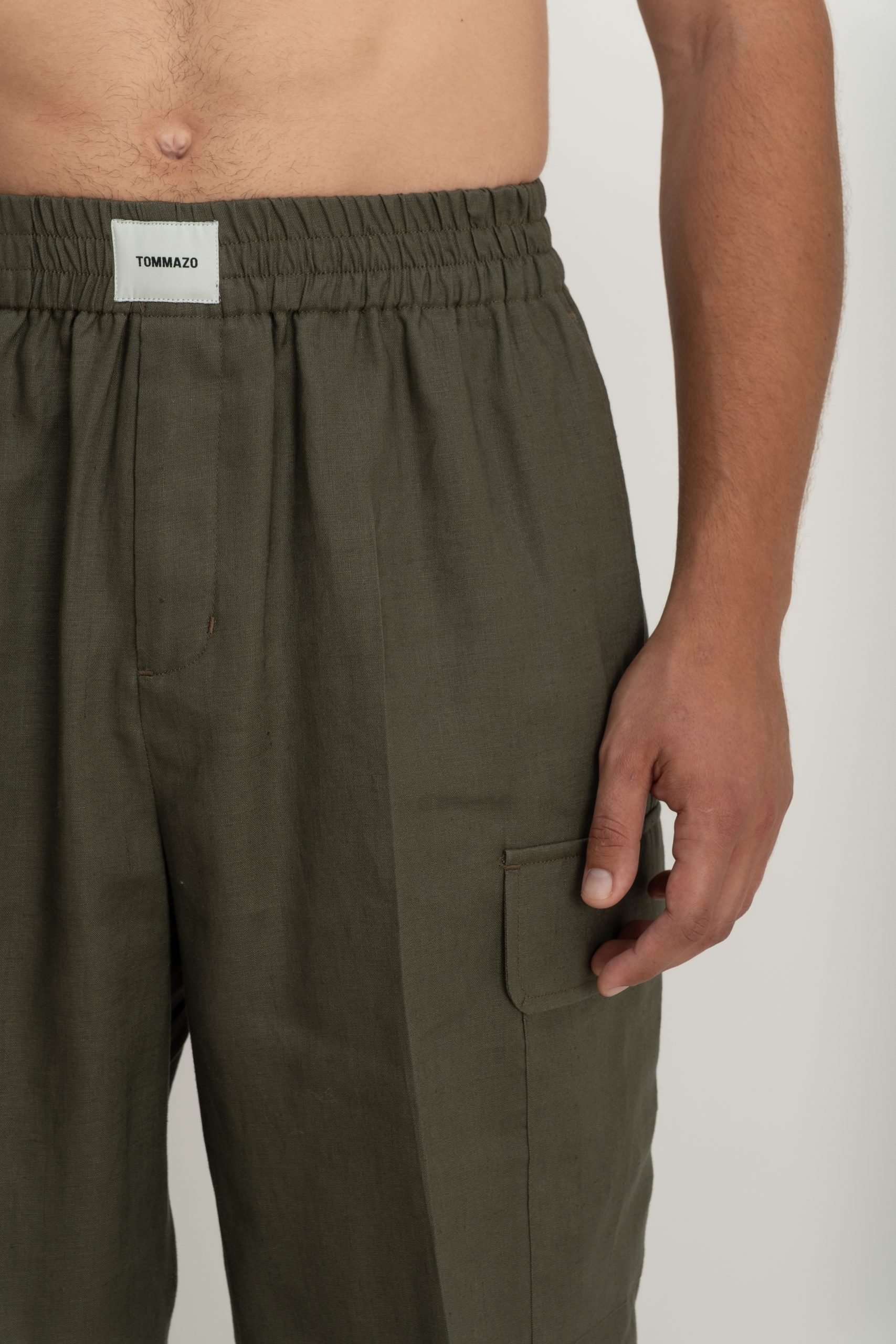 ELASTIC WAIST LINEN SHORTS - Image 4